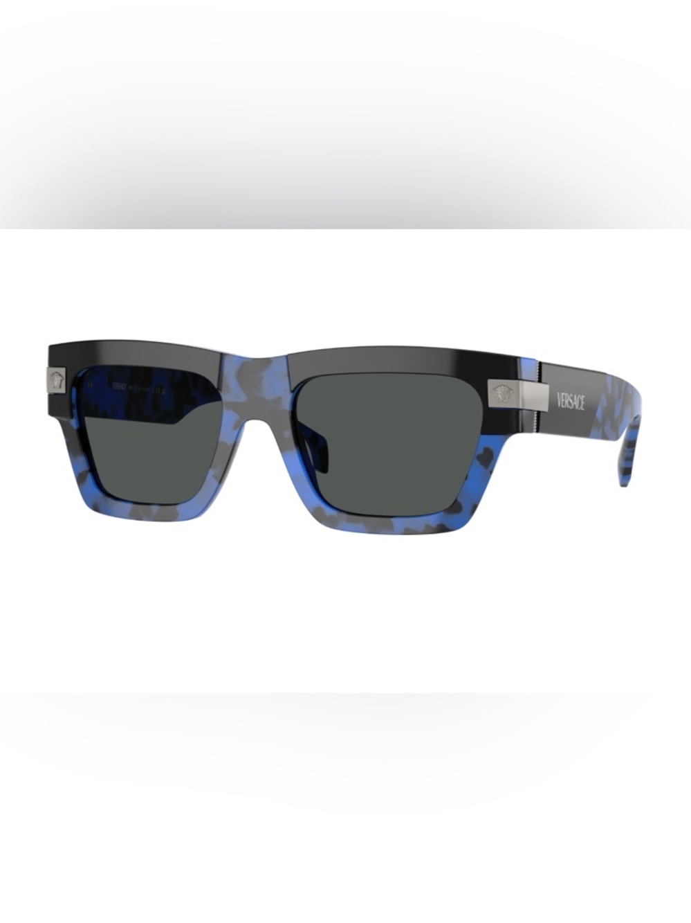 Versace Blue Tortoiseshell and Black Square Sunglasses